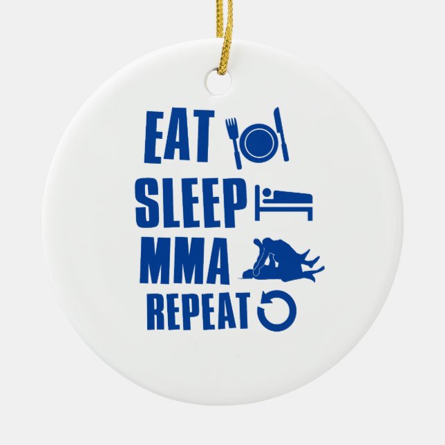 Eat sleep MMA Ceramic Tree Decoration (Front)