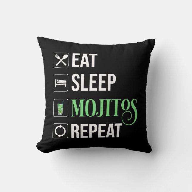 Eat Sleep Mojitos Repeat Cushion (Front)