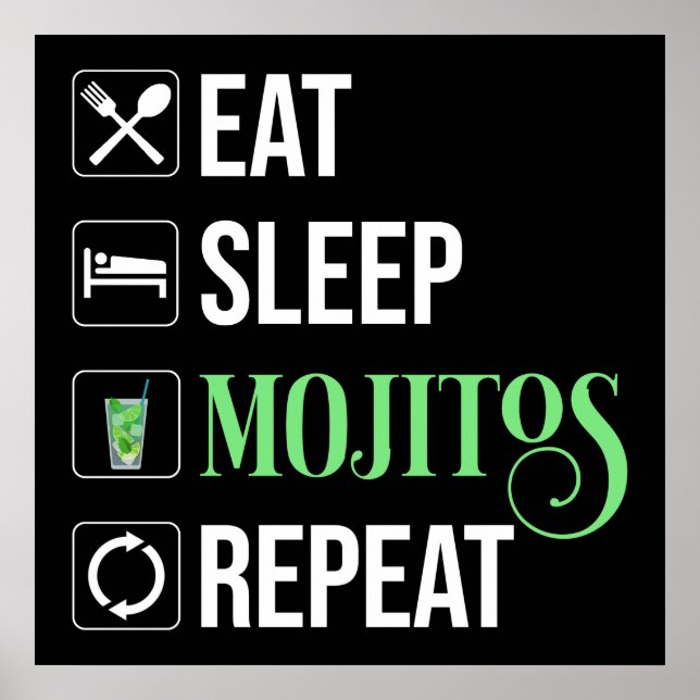 Eat Sleep Mojitos Repeat Poster (Front)