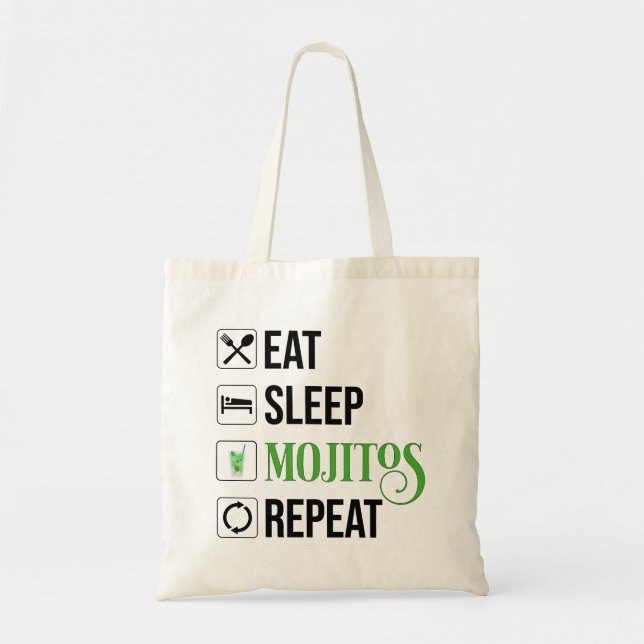Eat Sleep Mojitos Repeat Tote Bag (Front)