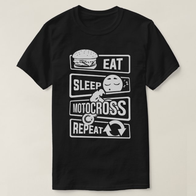 Eat Sleep Motocross Repeat Motorcycle Motorsport T-Shirt (Design Front)