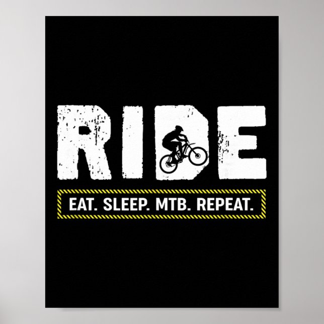 Eat Sleep Mtb Repeat Funny Mountain Biking Cycle L Poster (Front)