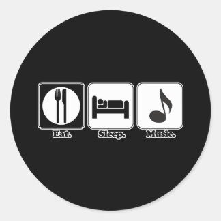 eat sleep music classic round sticker