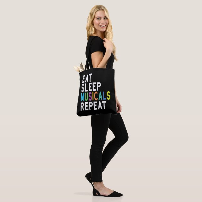 Eat Sleep Musicals Repeat Tote Bag (On Model)