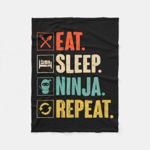 Eat Sleep Ninja Repeat Funny Martial Ninja Fleece Blanket