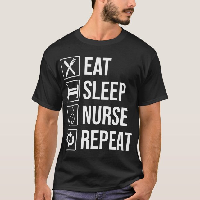Eat Sleep Nurse Repeat Funny Nursing Premium T-Shirt (Front)