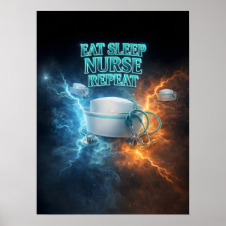 Eat Sleep Nurse Retro Poster