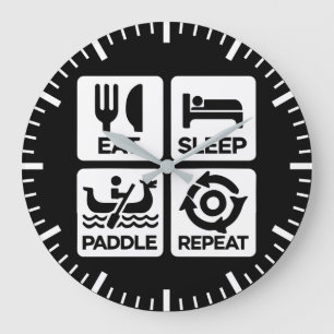 Eat Sleep Paddle Repeat - Dragon Boat Racing Large Clock