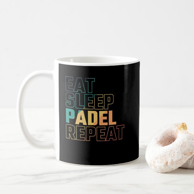 Eat Sleep Padel Repeat Coffee Mug (With Donut)