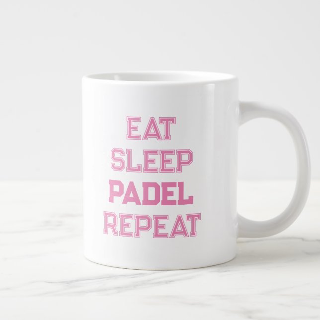 eat sleep padel repeat padel player for her large coffee mug (Right)