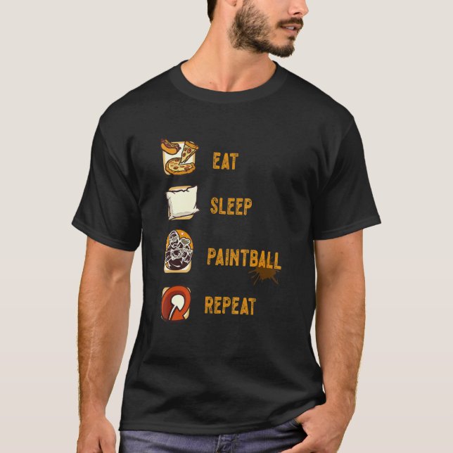 Eat Sleep Paintball Repeat Speedball Paint Air Gun T-Shirt (Front)