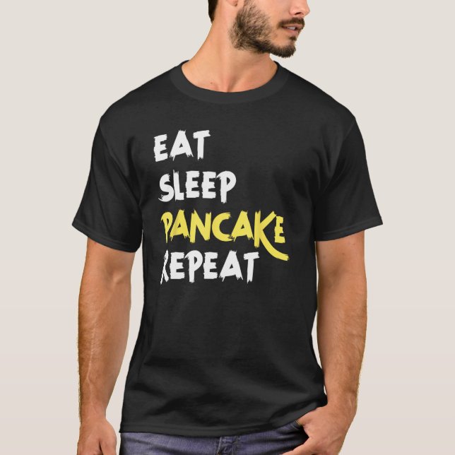 Eat Sleep Pancake Repeat Funny Offensive Lineman F T-Shirt (Front)