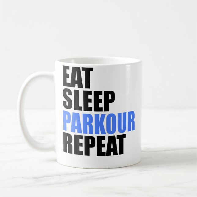 Eat Sleep Parkour Repeat Coffee Mug (Left)
