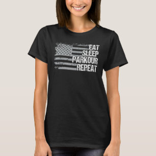 Eat Sleep Parkour Repeat Us Flag Men Women Girls B T-Shirt