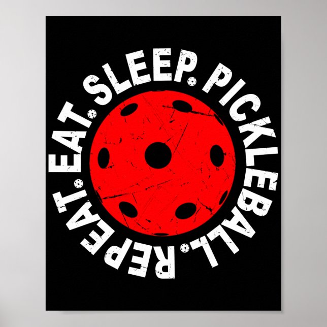 Eat Sleep Pickleball Repeat as Vintage Pickleball Poster (Front)