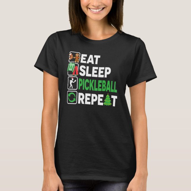 Eat Sleep Pickleball Repeat Christmas Pajama  Men  T-Shirt (Front)