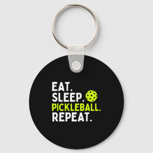 Eat sleep pickleball repeat funny pickleball lover key ring