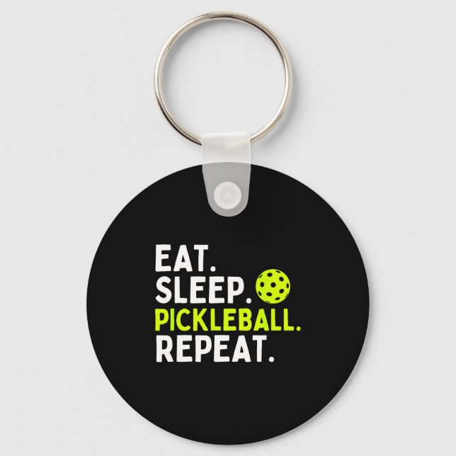 Eat sleep pickleball repeat funny pickleball lover key ring (Front)