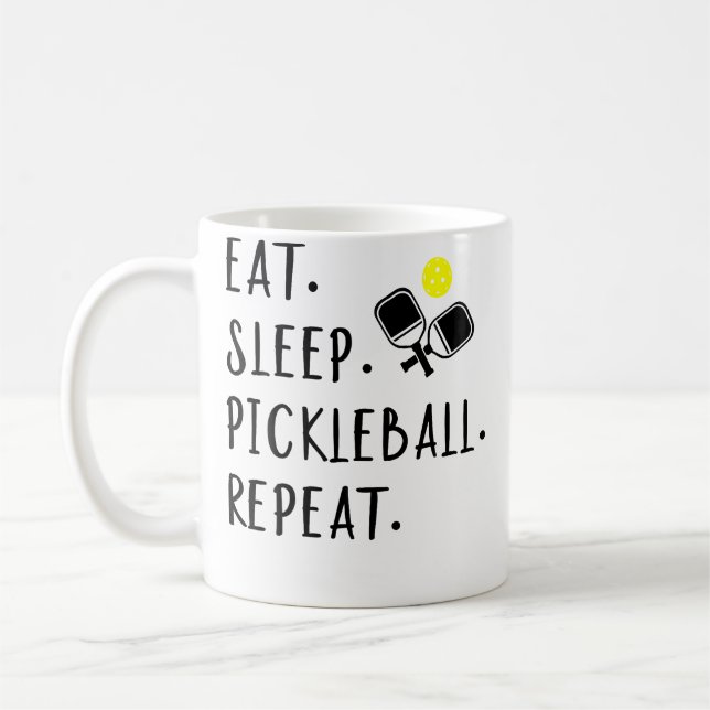 Eat Sleep Pickleball Repeat Funny Pickleball Playe Coffee Mug (Left)