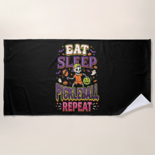Eat Sleep Pickleball Repeat Pickleball Beach Towel