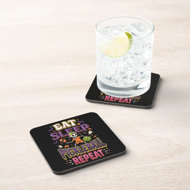 Eat Sleep Pickleball Repeat Pickleball Coaster (Right Side)