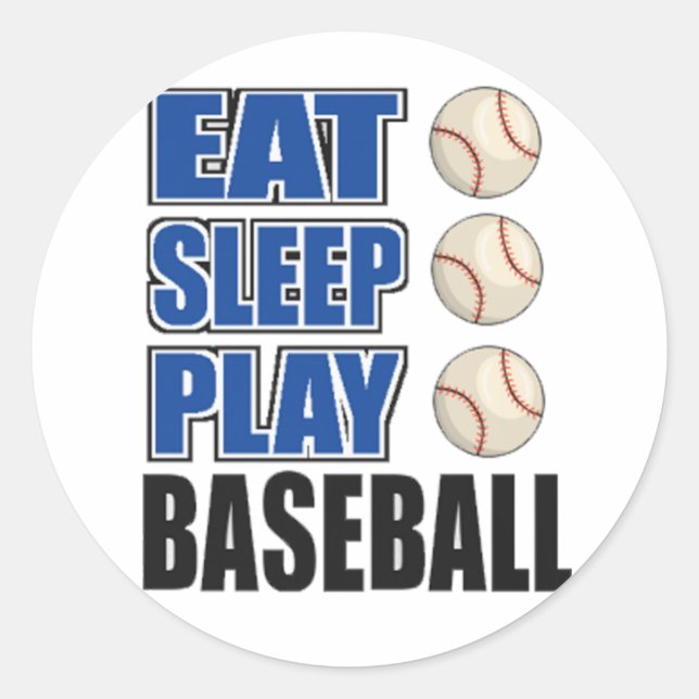 Eat, Sleep, Play Baseball Classic Round Sticker (Front)