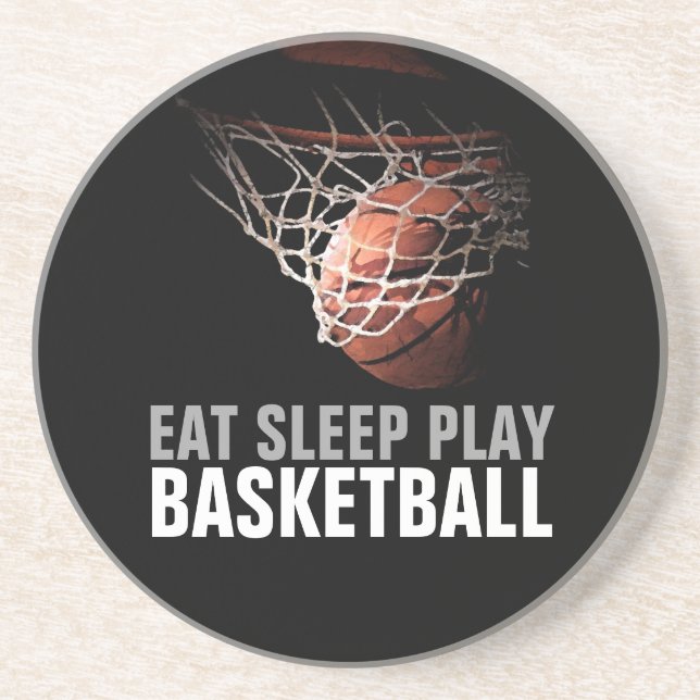 Eat Sleep Play Basketball Artwork Motivational Coaster (Front)