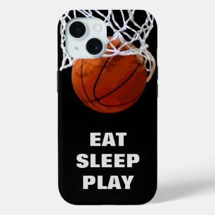 Eat Sleep Play Basketball Motivational iPhone 15 Case