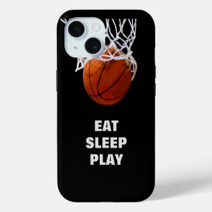 Eat Sleep Play Basketball Motivational iPhone 15 Case