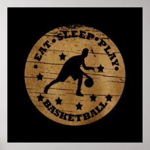 Eat sleep play basketball poster