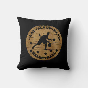 Eat sleep play basketball retro player cushion