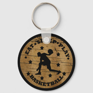 Eat sleep play basketball retro player key ring