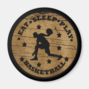 Eat sleep play basketball retro player magnet