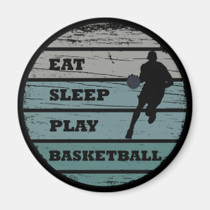 Eat sleep play basketball retro player magnet