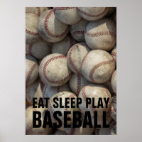 Eat Sleep Play Black & White Baseball Motivational