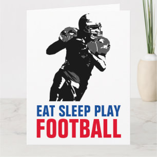 Eat Sleep Play Black & White Football Pop Art Card