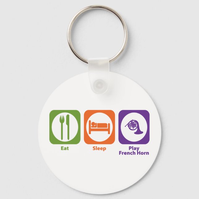 Eat Sleep Play French Horn Key Ring (Front)