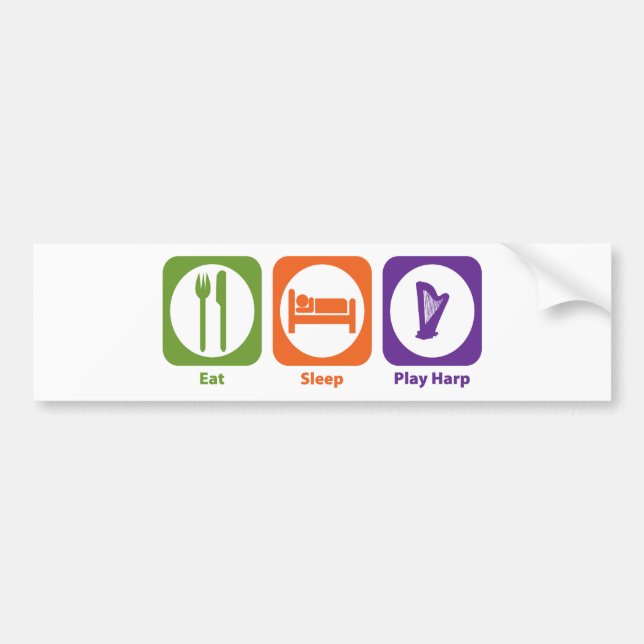 Eat Sleep Play Harp Bumper Sticker (Front)