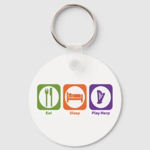 Eat Sleep Play Harp Key Ring