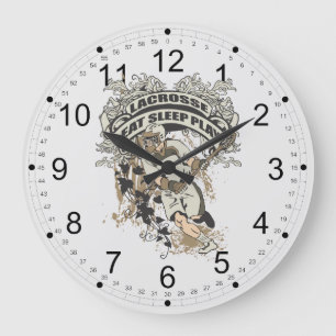 Eat, Sleep, Play Lacrosse Large Clock
