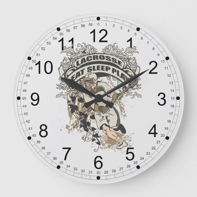 Eat, Sleep, Play Lacrosse Large Clock (Front)