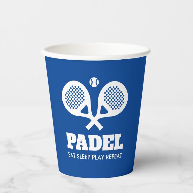 Eat Sleep Play Padel funny custom colour paper cup (Front)