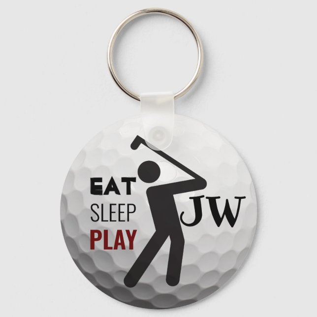 Eat Sleep Play Personalised Golf Ball Keyring (Front)
