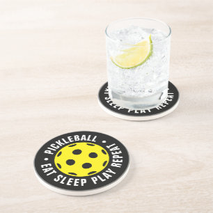 Eat Sleep Play Pickleball sport stone coasters