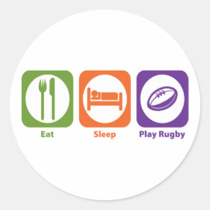 Eat Sleep Play Rugby Classic Round Sticker