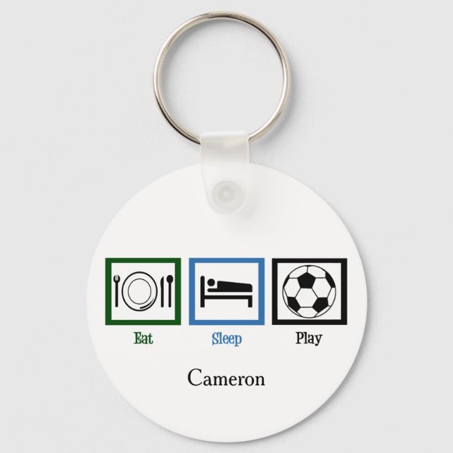 Eat Sleep Play Soccer Key Ring (Front)