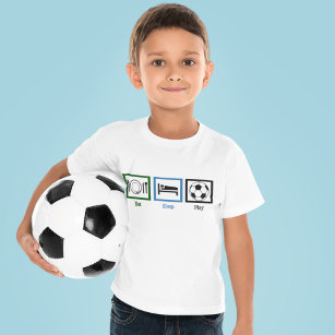 Eat Sleep Play Soccer Kids Futbol T-Shirt