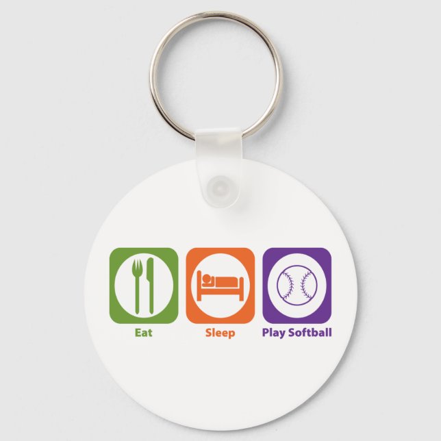 Eat Sleep Play Softball Key Ring (Front)