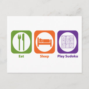 Eat Sleep Play Sudoku Postcard