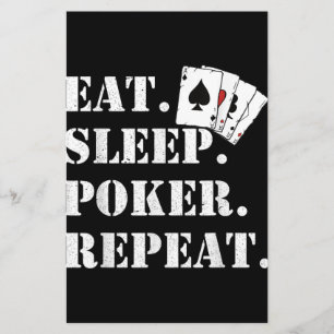 Eat Sleep Poker Repeat Casino Saying Poker Stationery